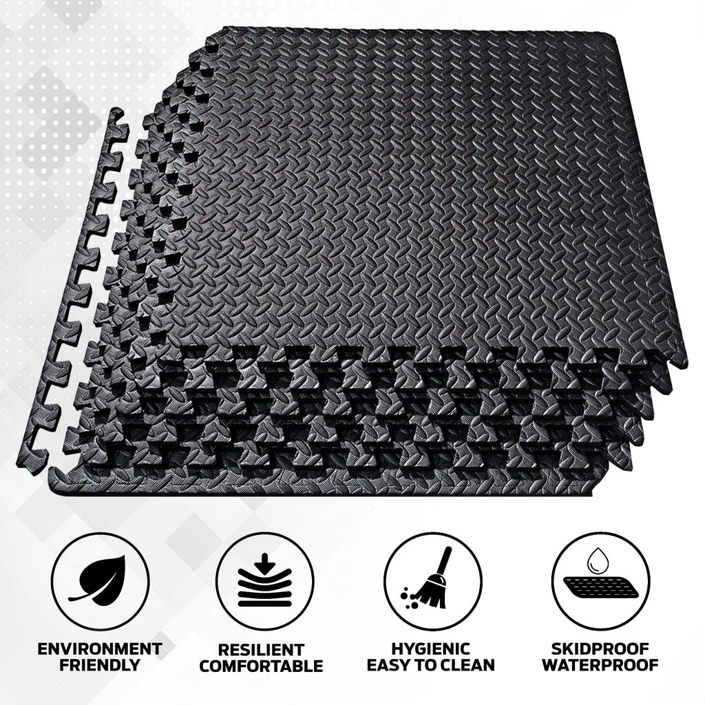 EVA Floor mat 24"X24" -- 60x60x1 cm -- Matt Black (4x Tiles)