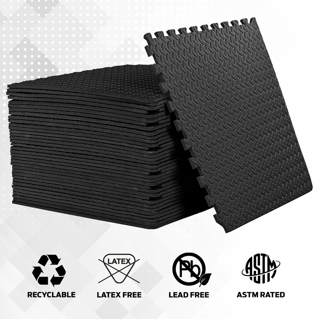EVA Floor mat 24"X24" -- 60x60x1 cm -- Matt Black (4x Tiles)