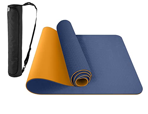 ComFyMat Yoga Mat - Non-Slip Premium TPE Eco-Friendly Workout Mat for Pilates, Meditation - Black/Black (183cm x 61cm x 6mm) with Bonus Waterproof Carry Bag