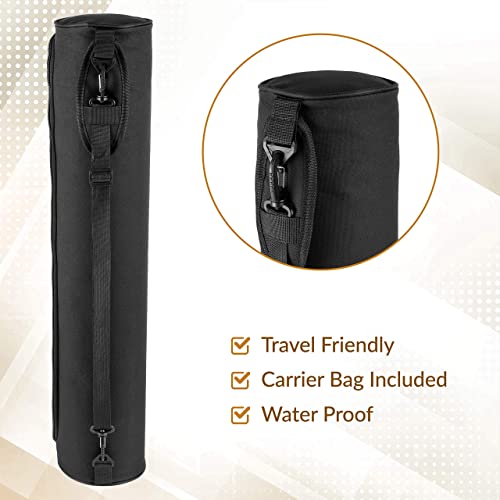 ComFyMat Yoga Mat - Non-Slip Premium TPE Eco-Friendly Workout Mat for Pilates, Meditation - Black/Black (183cm x 61cm x 6mm) with Bonus Waterproof Carry Bag