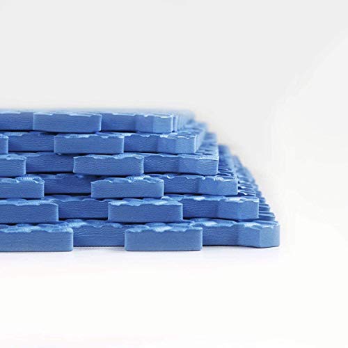 ComFy Mat Gym Flooring Mat, Foam Exercise Mats, Interlocking Puzzle EVA Floor Tiles, Non slip Rubber Cushion For Home Workout, Bonus Adhesives,24"X24"(60x60cm) Blue 44 TILES (176 Square Feet)