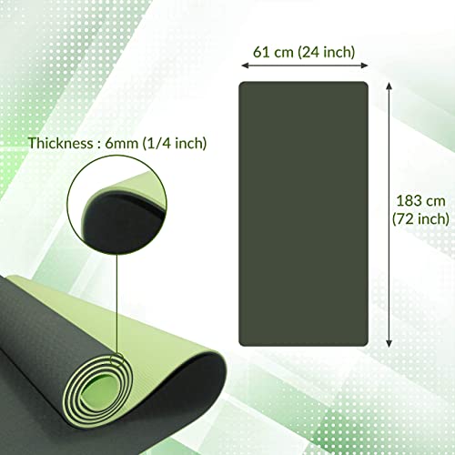 ComFyMat Yoga Mat - Non-Slip Premium TPE Eco-Friendly Workout Mat for Pilates, Meditation - Black/Black (183cm x 61cm x 6mm) with Bonus Waterproof Carry Bag