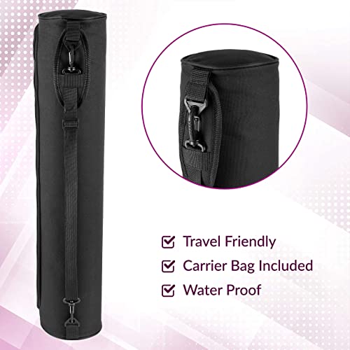 ComFyMat Yoga Mat - Non-Slip Premium TPE Eco-Friendly Workout Mat for Pilates, Meditation - Black/Black (183cm x 61cm x 6mm) with Bonus Waterproof Carry Bag