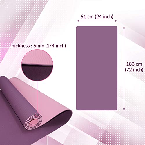 ComFyMat Yoga Mat - Non-Slip Premium TPE Eco-Friendly Workout Mat for Pilates, Meditation - Black/Black (183cm x 61cm x 6mm) with Bonus Waterproof Carry Bag