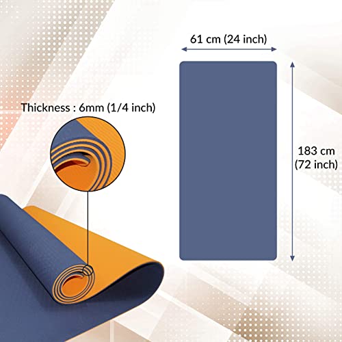 ComFyMat Yoga Mat - Non-Slip Premium TPE Eco-Friendly Workout Mat for Pilates, Meditation - Black/Black (183cm x 61cm x 6mm) with Bonus Waterproof Carry Bag