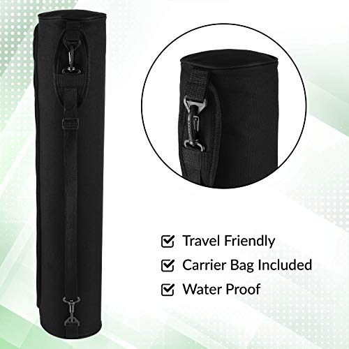 ComFyMat Yoga Mat - Non-Slip Premium TPE Eco-Friendly Workout Mat for Pilates, Meditation - Black/Black (183cm x 61cm x 6mm) with Bonus Waterproof Carry Bag