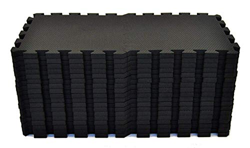 20 Interlocking Floor Tiles Non-Slip Exercise Mat with Border and carrying bag, Exercise Foam Floor Mats for Gyms, Yoga, Outdoor Workouts, Kids,1' x 1'(30cm x 30cm) (BLACK)