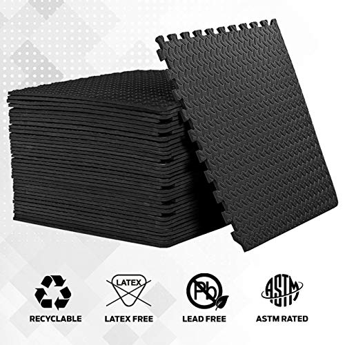 ComFy Mat Gym Flooring Mat, Foam Exercise Mats, Interlocking Puzzle EVA Floor Tiles, Non slip Rubber Cushion For Home Workout, Bonus Adhesives,24"X24"(60x60cm) Blue 44 TILES (176 Square Feet)