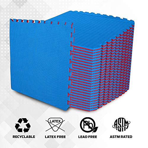 ComFy Mat Extra Thick (2cm) Foam Exercise Mats, Gym Flooring Mat, Interlocking Puzzle EVA Floor Tiles, Non slip Rubber Cushion For Home Workout Black 12 TILES (48 Square Feet)