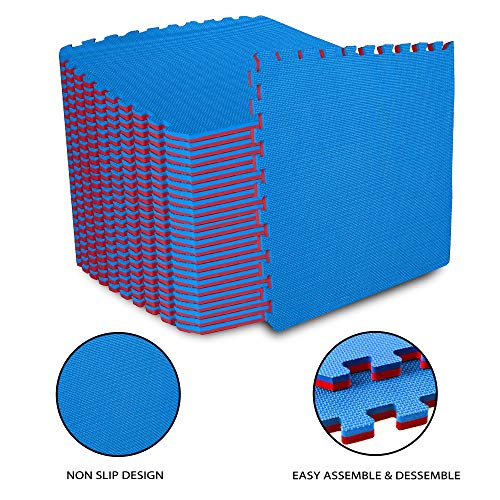 ComFy Mat Extra Thick (2cm) Foam Exercise Mats, Gym Flooring Mat, Interlocking Puzzle EVA Floor Tiles, Non slip Rubber Cushion For Home Workout Black 12 TILES (48 Square Feet)
