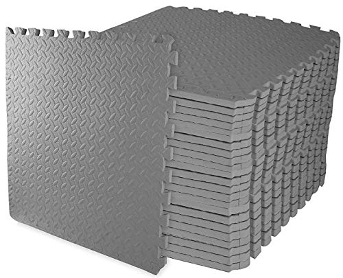 ComFy Mat Gym Flooring Mat, Foam Exercise Mats, Interlocking Puzzle EVA Floor Tiles, Non slip Rubber Cushion For Home Workout, Bonus Adhesives,24"X24"(60x60cm) Blue 44 TILES (176 Square Feet)
