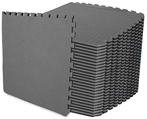 ComFy Mat Extra Thick (2cm) Foam Exercise Mats, Gym Flooring Mat, Interlocking Puzzle EVA Floor Tiles, Non slip Rubber Cushion For Home Workout Black 12 TILES (48 Square Feet)