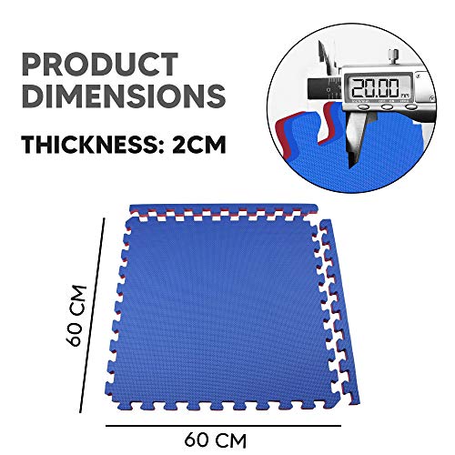 ComFy Mat Extra Thick (2cm) Foam Exercise Mats, Gym Flooring Mat, Interlocking Puzzle EVA Floor Tiles, Non slip Rubber Cushion For Home Workout Black 12 TILES (48 Square Feet)