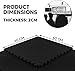 ComFy Mat Extra Thick (2cm) Foam Exercise Mats, Gym Flooring Mat, Interlocking Puzzle EVA Floor Tiles, Non slip Rubber Cushion For Home Workout Black 12 TILES (48 Square Feet)