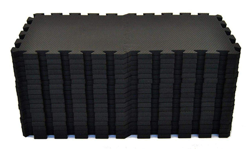 20 Interlocking Floor Tiles Non-Slip Exercise Mat with Border and carrying bag, Exercise Foam Floor Mats for Gyms, Yoga, Outdoor Workouts, Kids,1' x 1'(30cm x 30cm) (BLACK)