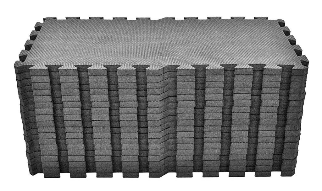 20 Interlocking Floor Tiles Non-Slip Exercise Mat with Border and carrying bag, Exercise Foam Floor Mats for Gyms, Yoga, Outdoor Workouts, Kids,1' x 1'(30cm x 30cm) (BLACK)