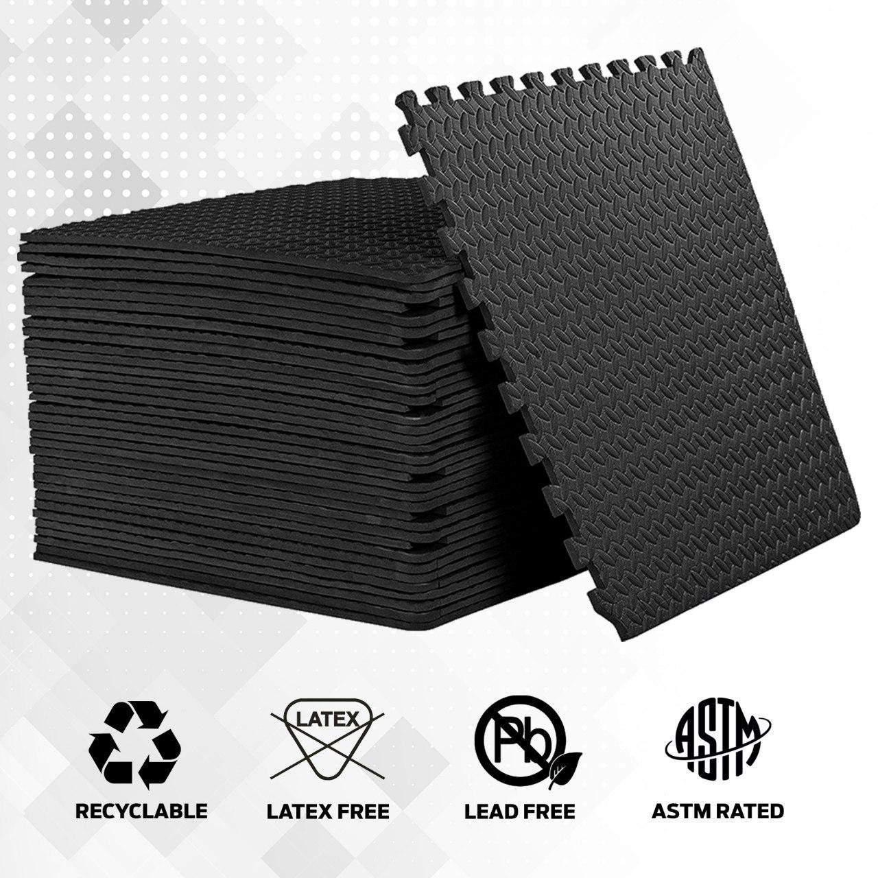 ComFy Mat Gym Flooring Mat, Foam Exercise Mats, Interlocking Puzzle EVA Floor Tiles, Non slip Rubber Cushion For Home Workout, Bonus Adhesives,24"X24"(60x60cm) Blue 44 TILES (176 Square Feet)