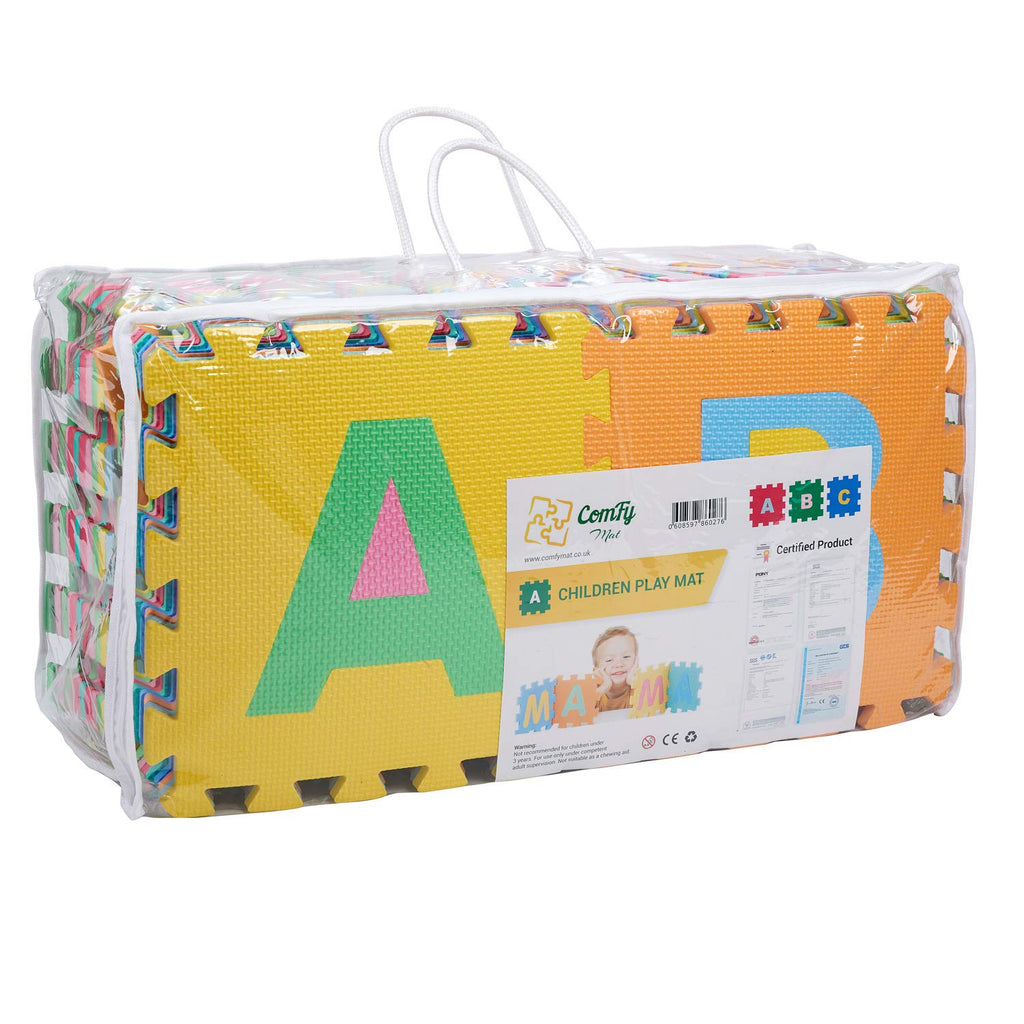 ComFy Mat Baby Playmat - 30cm x 30cm, Multi-Coloured Kids Puzzle EVA Foam Tiles for Play Area, Nursery, Baby's Room, Non-Slip, Waterproof, Easy to Clean (Alphabet+Numbers+Signs)