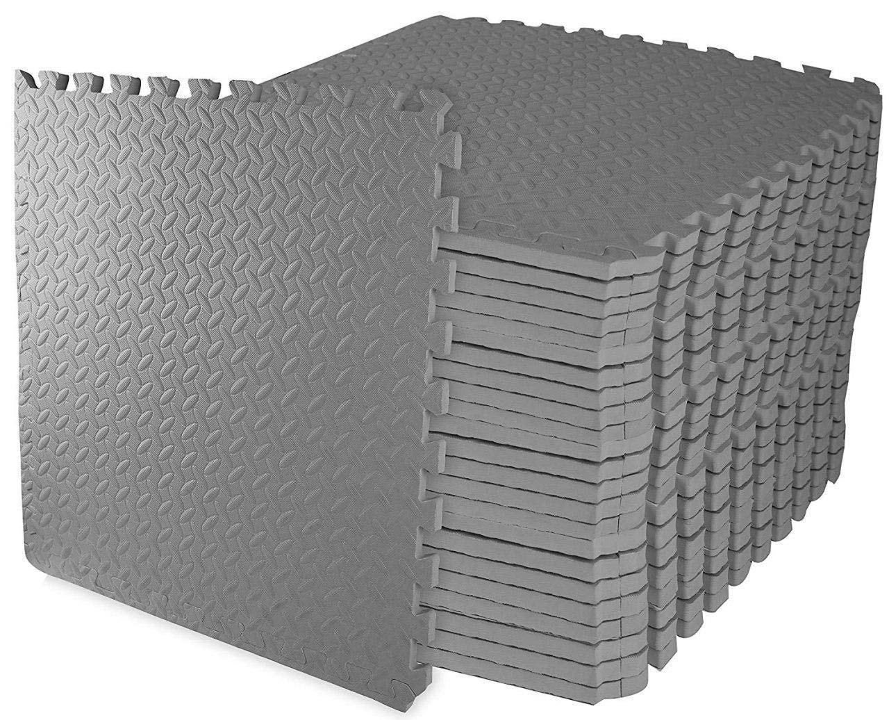 ComFy Mat Gym Flooring Mat, Foam Exercise Mats, Interlocking Puzzle EVA Floor Tiles, Non slip Rubber Cushion For Home Workout, Bonus Adhesives,24"X24"(60x60cm) Blue 44 TILES (176 Square Feet)