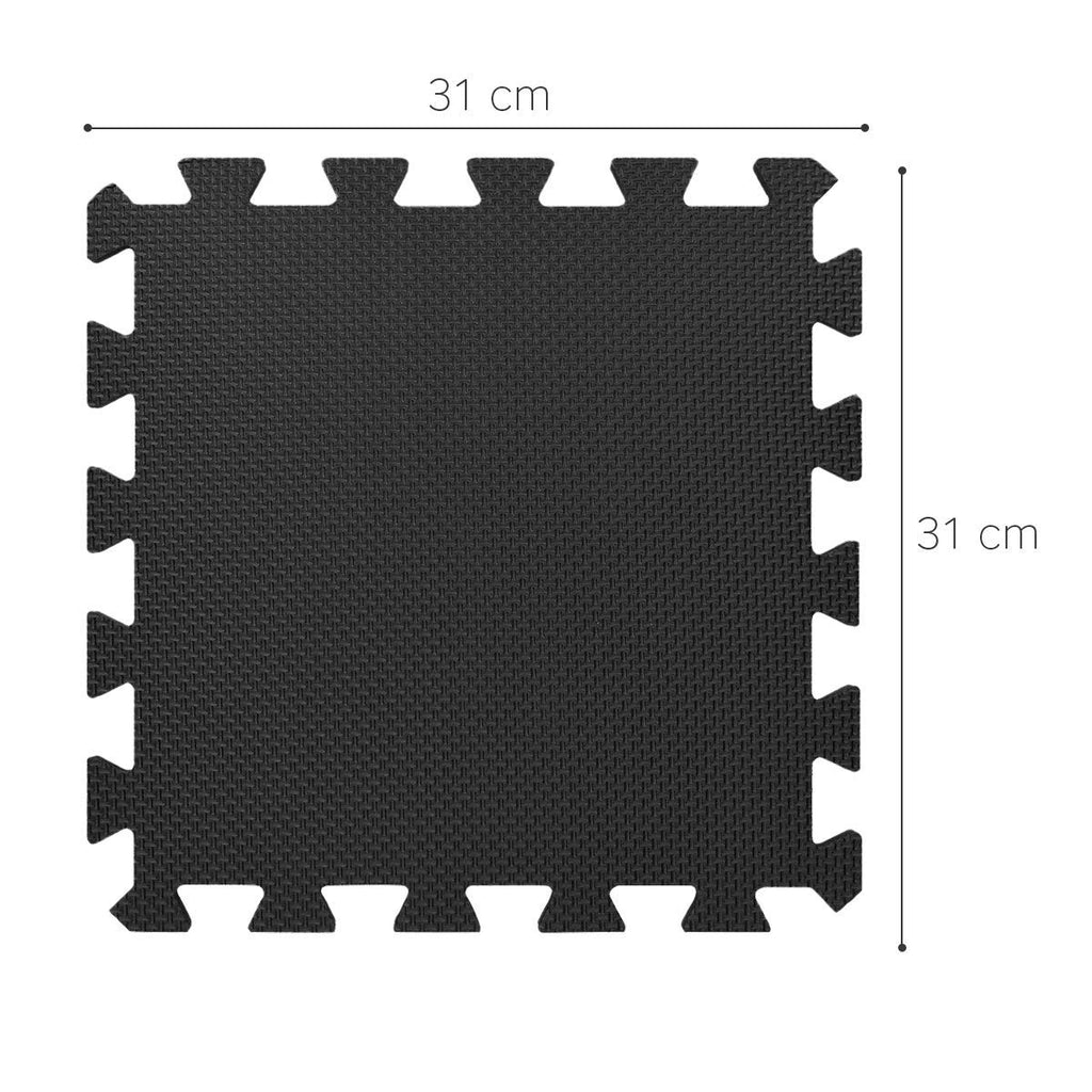 20 Interlocking Floor Tiles Non-Slip Exercise Mat with Border and carrying bag, Exercise Foam Floor Mats for Gyms, Yoga, Outdoor Workouts, Kids,1' x 1'(30cm x 30cm) (BLACK)