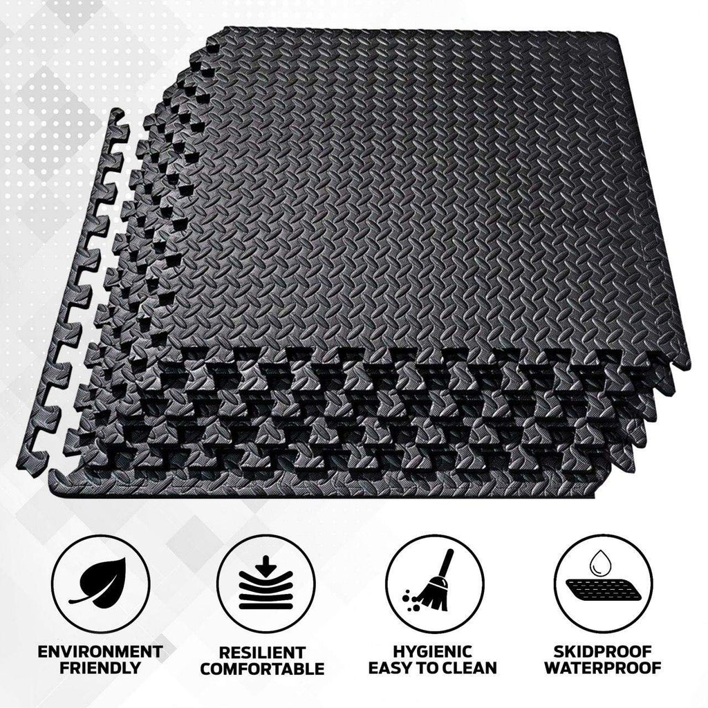 ComFy Mat Gym Flooring Mat, Foam Exercise Mats, Interlocking Puzzle EVA Floor Tiles, Non slip Rubber Cushion For Home Workout, Bonus Adhesives,24"X24"(60x60cm) Blue 44 TILES (176 Square Feet)